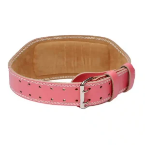 Advanced Leather Weightlifting Belt with Back Supporting Soft Pad (Pink Edition) - Image 3