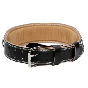 Premium Leather Weightlifting Belt with Back Supporting Soft Pad and Metal Chain - Image 3