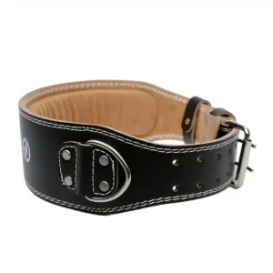 Premium Leather Weightlifting Belt with Back Supporting Soft Pad and Metal Chain - Image 4